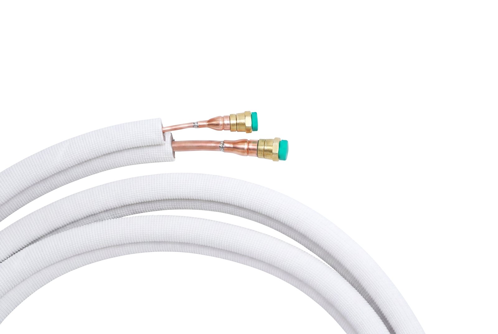 Pre-charged mini-split line set with copper quick-connect couplings